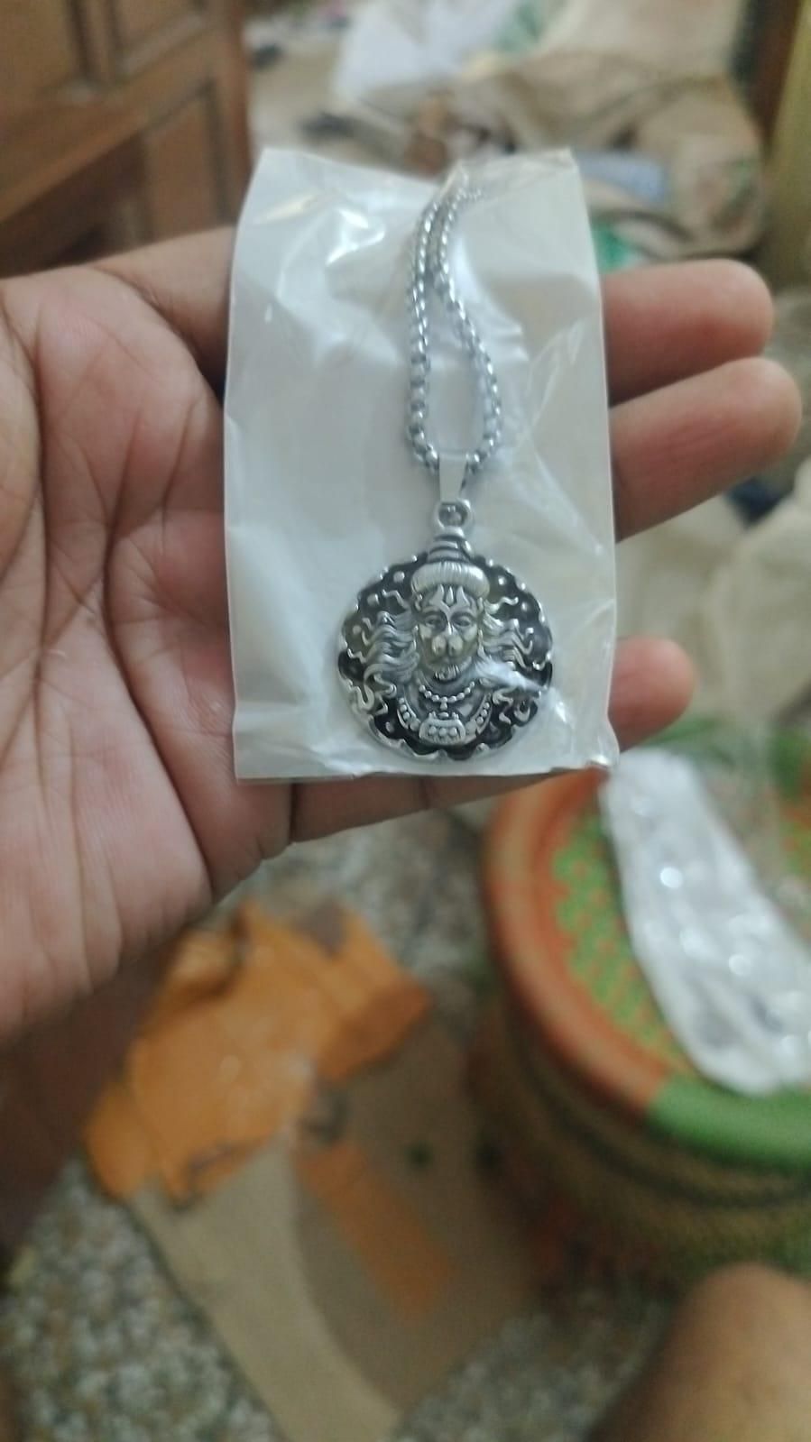 🔱 Hanuman Ji Oxidised Silver Pendant