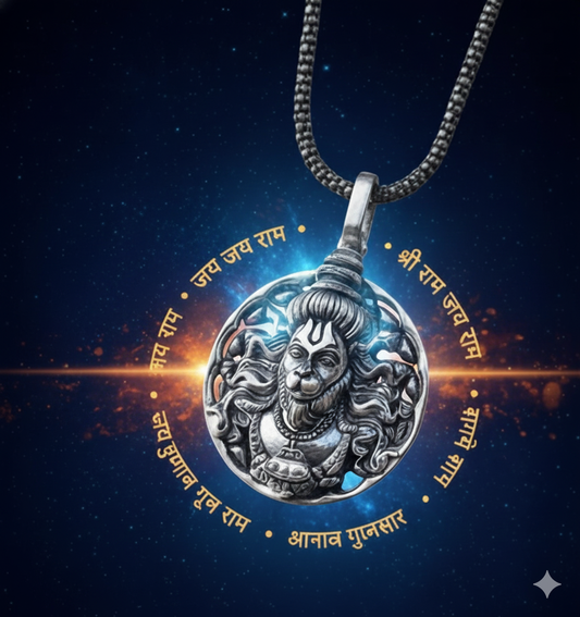 🔱 Hanuman Ji Oxidised Silver Pendant